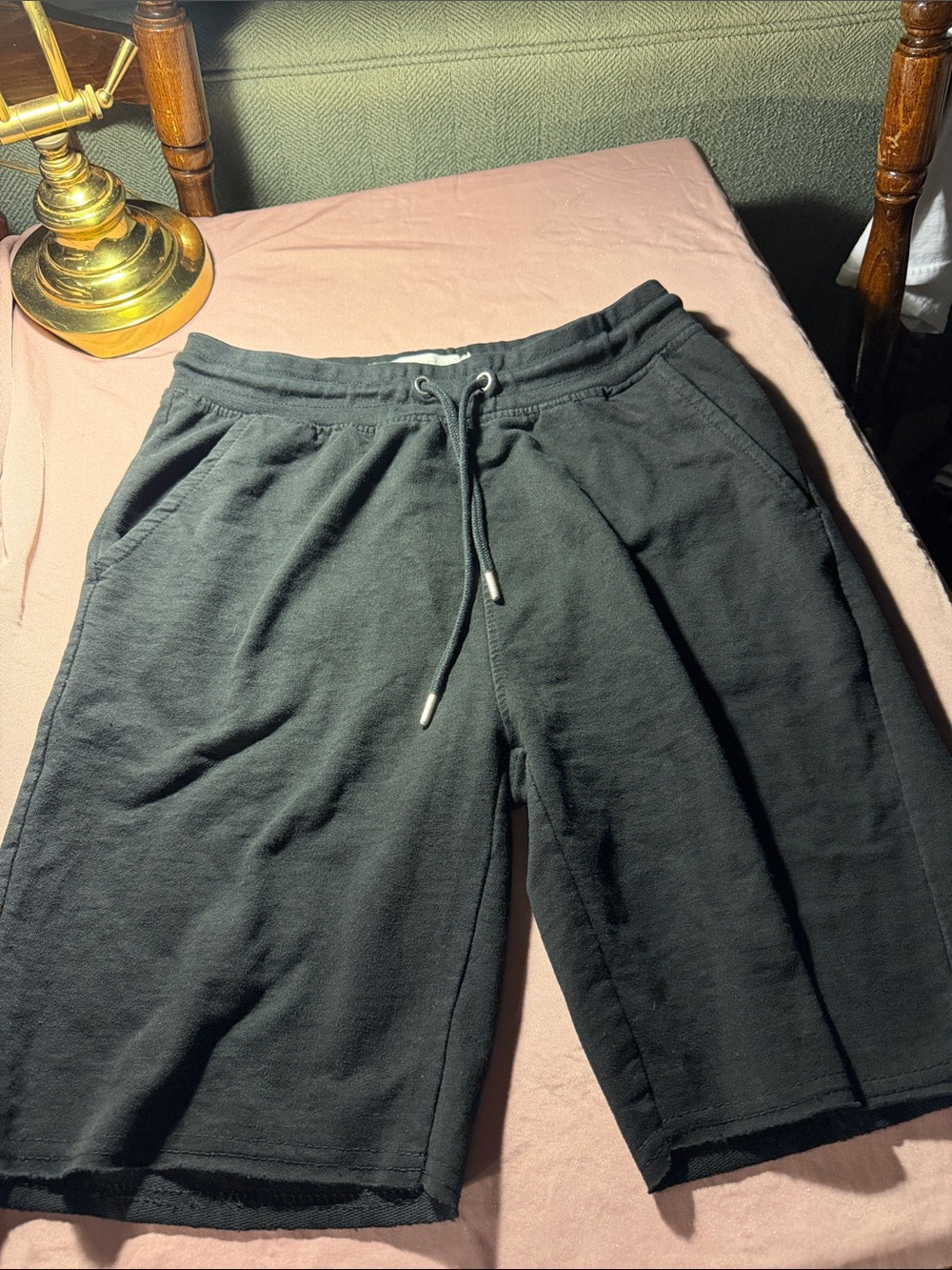 Men's Black Athletic Drawstring Shorts